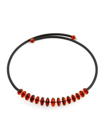 Stylish silicone choker band with cherry amber “Oklahoma”, image 
