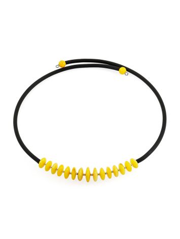 Bright “Oklahoma” choker made of natural honey amber on a silicone band, image 