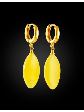Elegant earrings with natural honey amber "Almond", image , picture 3