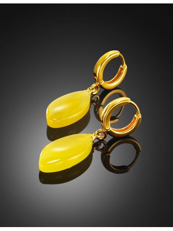 Elegant earrings with natural honey amber "Almond", image , picture 2