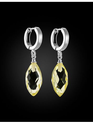 Delicate earrings with faceted lemon amber, image , picture 3