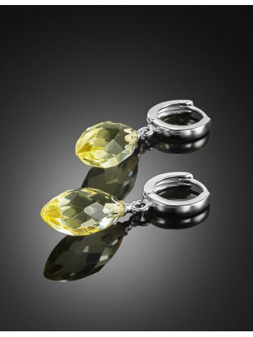 Delicate earrings with faceted lemon amber, image , picture 2