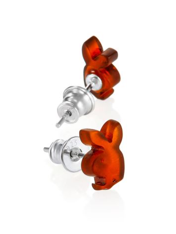 Fun stud earrings "Playboy Bunny" made of natural amber, image , picture 4