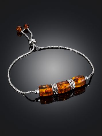 Chain bracelet with sparkling cognac amber “Kenya”, image , picture 2