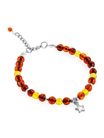 Charming bracelet made of natural amber with a star pendant, image , picture 3