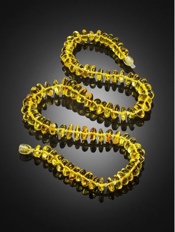 Bright elegant necklace made of natural amber “Lemon Pebbles”, Length: 46, image , picture 2