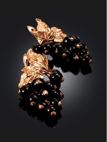 Festive "Grape" Earrings with Cherry-Colored Amber, image , picture 2