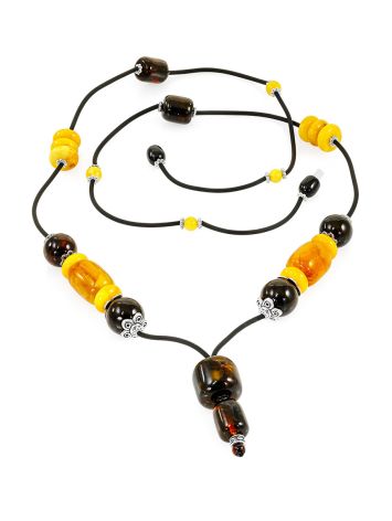 Beautiful stylish necklace with natural amber, Length: 73, image , picture 3