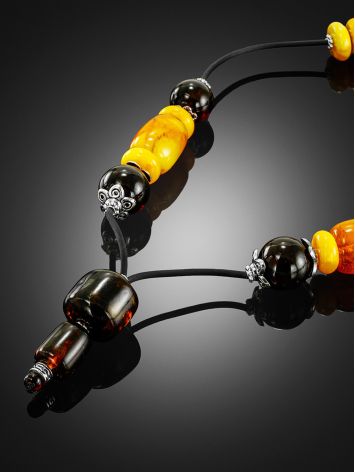 Beautiful stylish necklace with natural amber, Length: 73, image , picture 2