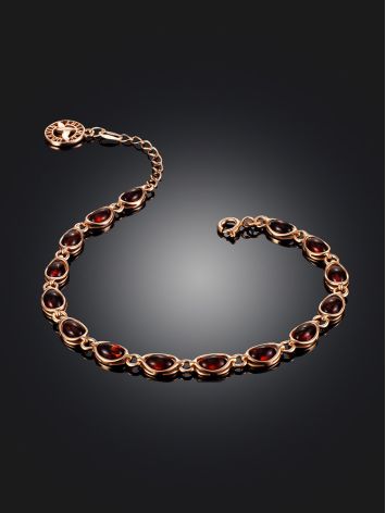 Delicate Gold-Plated "Amigo" Bracelet with Natural Cherry Amber, image , picture 2