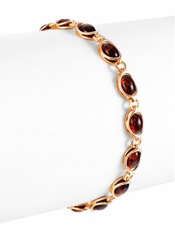 Delicate Gold-Plated "Amigo" Bracelet with Natural Cherry Amber, image , picture 4