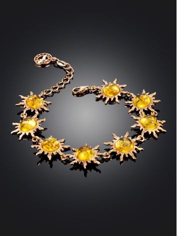 Luxurious Gold-Plated "Helios" Bracelet with Lemon Amber, image , picture 2