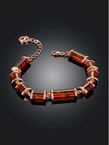 Original "Kenya" Bracelet with Amber Cylinder Sections, image , picture 2