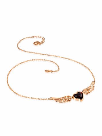 Cute Amber Heart Necklace With Wings, image , picture 4