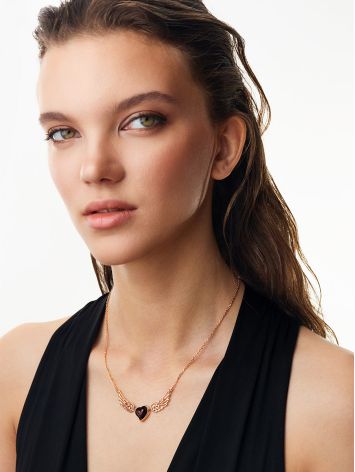 Cute Amber Heart Necklace With Wings, image , picture 3