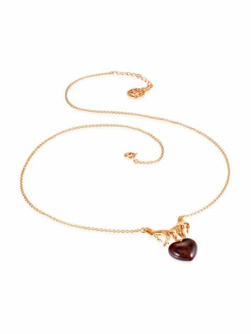 Amber Heart Necklace "Hand In Hand", image , picture 4