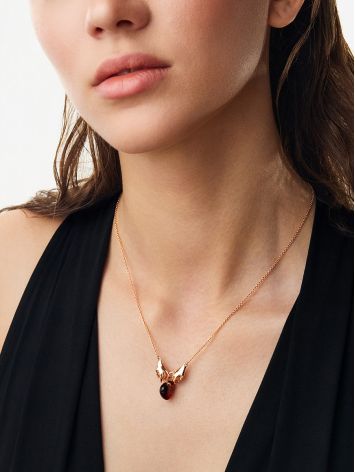 Amber Heart Necklace "Hand In Hand", image , picture 3