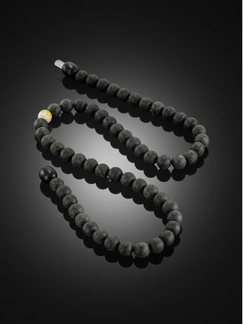 Stylish short necklace made of black molded amber “Cuba”, Length: 36, image , picture 2