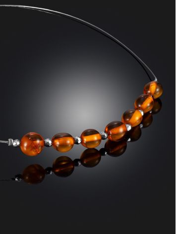 Delicate "Dewdrops" string necklace with amber beads, Length: 40, image , picture 2