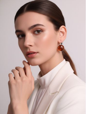 Striking Large "Attraction" Earrings from Solid Cognac Amber, image , picture 3