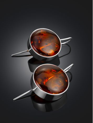 Striking Large "Attraction" Earrings from Solid Cognac Amber, image , picture 2