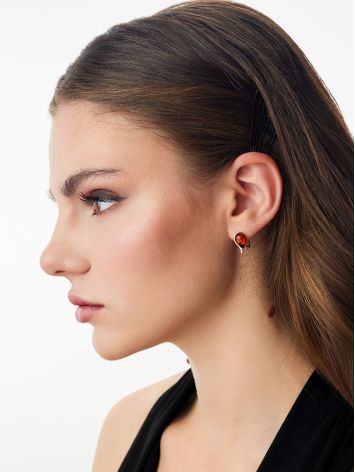 "Orpheus" Earrings with Cognac-Colored Amber, image , picture 3