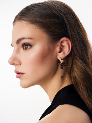 Festive "Grape" Earrings with Cherry-Colored Amber, image , picture 3