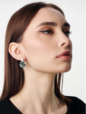 Stylish Palazzo hook earrings with textured amber, image , picture 3