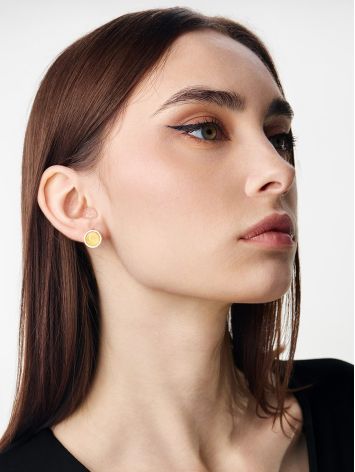 Palazzo stud earrings with milky-honey amber, image , picture 3
