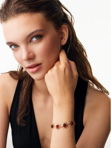 Bright Gold-Plated "Helios" Bracelet with Cherry Amber, image , picture 4