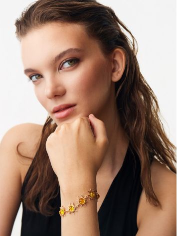 Luxurious Gold-Plated "Helios" Bracelet with Lemon Amber, image , picture 4