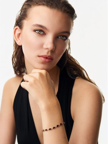 Delicate Gold-Plated "Amigo" Bracelet with Natural Cherry Amber, image , picture 3