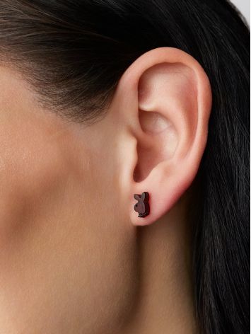 Fun stud earrings "Playboy Bunny" made of natural amber, image , picture 3