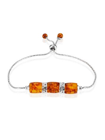 Chain bracelet with sparkling cognac amber “Kenya”, image 