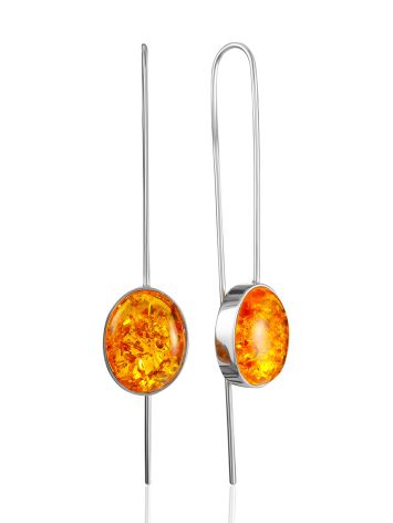 Elegant Hook Earrings with Golden Amber "Attraction", Length: 6.6, image 