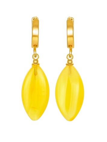 Elegant earrings with natural honey amber "Almond", image 