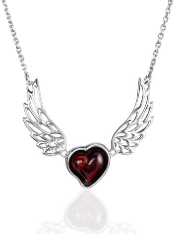 Amazing Cupid Motif Amber Heart Necklace, image 