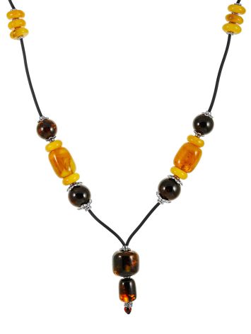 Beautiful stylish necklace with natural amber, Length: 73, image 