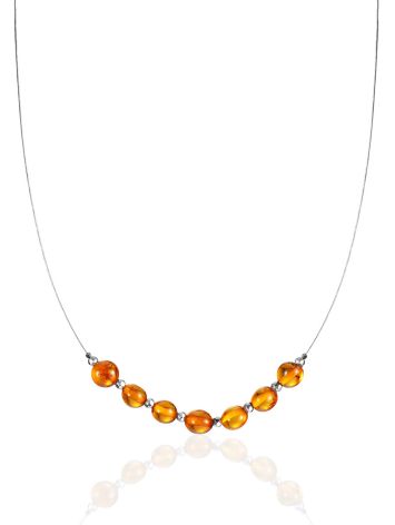 Delicate "Dewdrops" string necklace with amber beads, Length: 40, image 