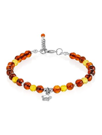 Charming bracelet made of natural amber with a star pendant, image 