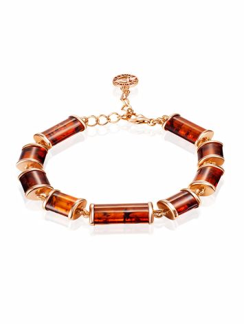 Original "Kenya" Bracelet with Amber Cylinder Sections, image 