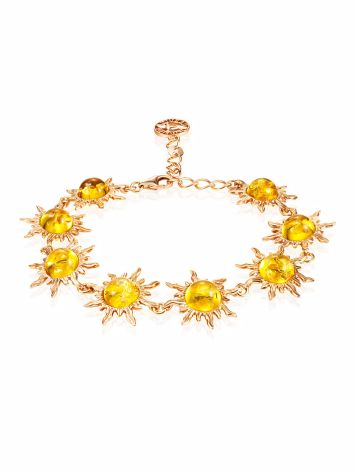 Luxurious Gold-Plated "Helios" Bracelet with Lemon Amber, image 