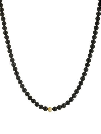Stylish short necklace made of black molded amber “Cuba”, Length: 36, image 