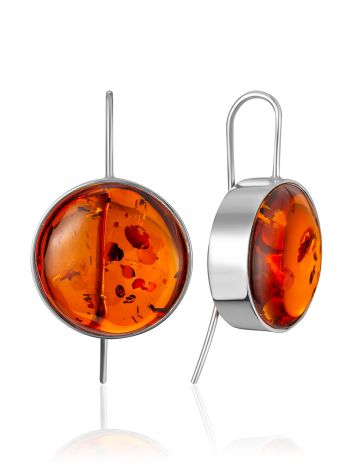 Striking Large "Attraction" Earrings from Solid Cognac Amber, image 
