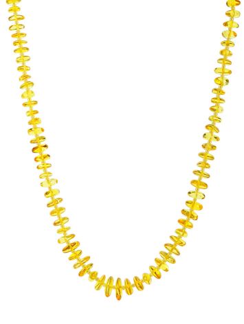 Bright elegant necklace made of natural amber “Lemon Pebbles”, Length: 46, image 