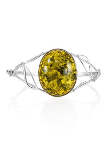 Bright bracelet with textured green amber, Length: 16, image 