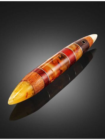 Multicolor Wooden Pendant With Honey Amber The Indonesia, image , picture 2