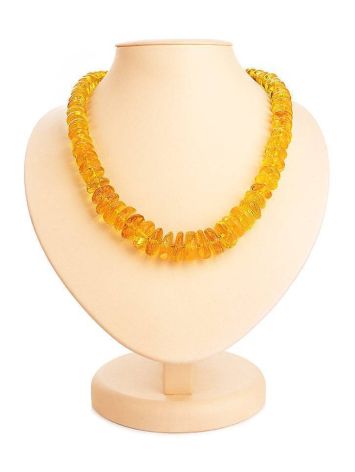 Bright Lemon Amber Beaded Necklace, image 
