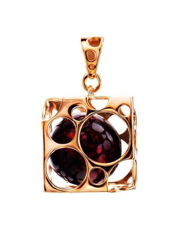 Gold-Plated Pendant With Cherry Amber The Geneva, image 