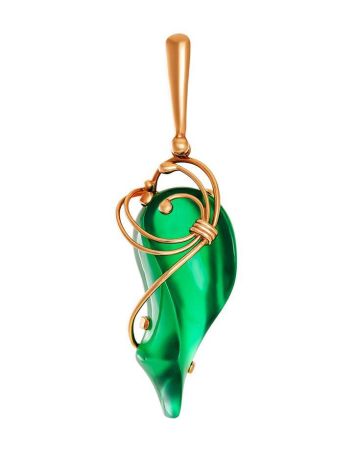 Green Synthetic Onyx Pendant In Gold The Serenade, image 